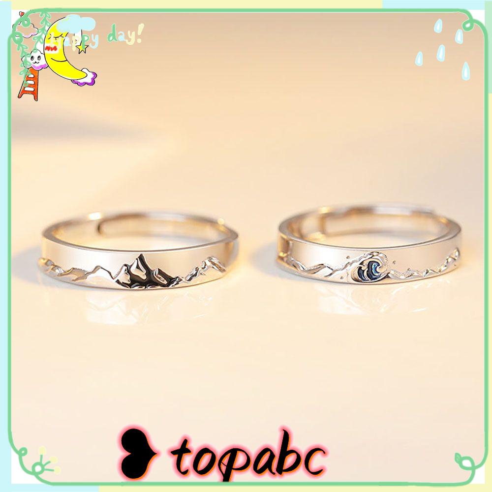 Top Couple Cincin Hadiah Anniversary Perhiasan Kekasih Pernikahan Romantis S925 Perak Berlapis