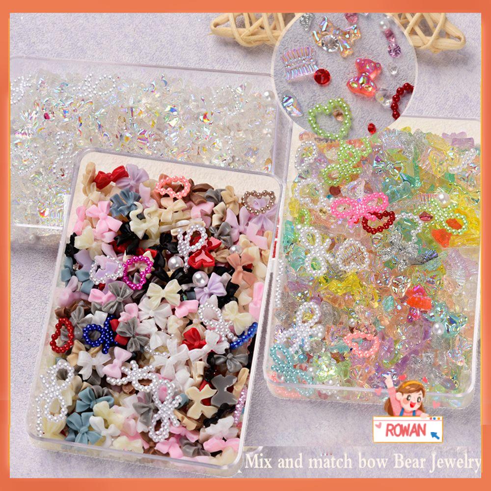 R-bunga Dekorasi Kuku Manicure Kawaii Aksesoris Rhinestones Butterfly