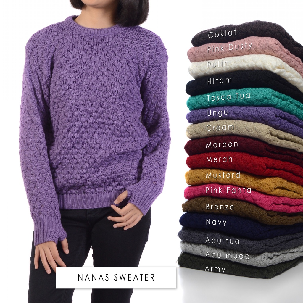 TERMURAH - NANAS POPCORN SWEATER / SWEATER RAJUT TEBAL/ ROUNDHAND POPCORN / SWEATER ROUNDHAND / SWEATER TEBAL MURAH / NANAS SWEATER