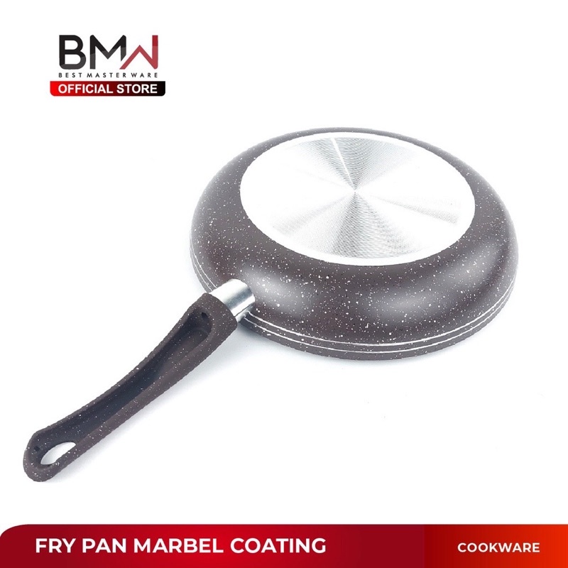 MARBLE Fry Pan Penggoreng Gagang Hitam 2List -  Wajan Masak Keramik Tebal - Teflon Tumis Anti Lengket Termurah