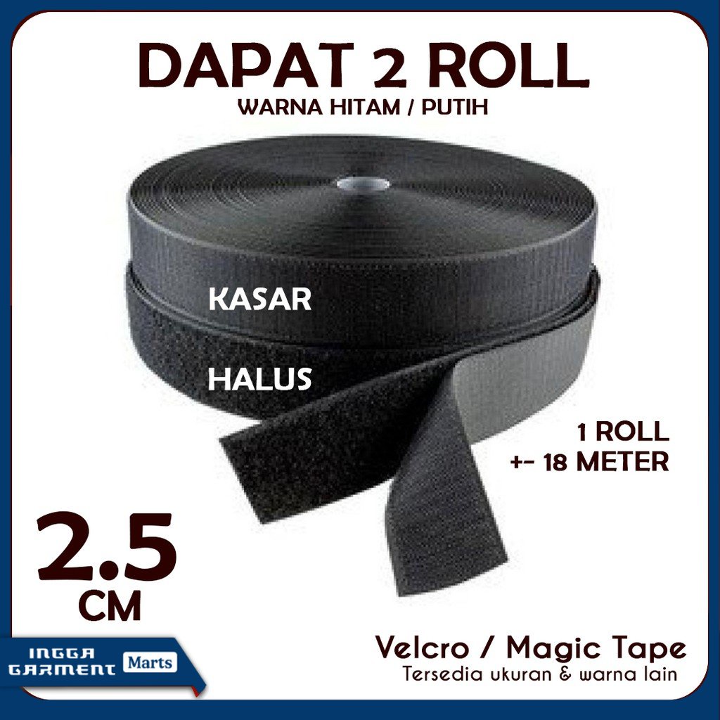

VELCRO 2,5 CM MAGIC TAPE KASAR HALUS 18 METER