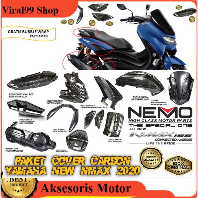 Paket Aksesoris Cover All New Nmax 2020 2021 2022 Full Body Carbon Ne