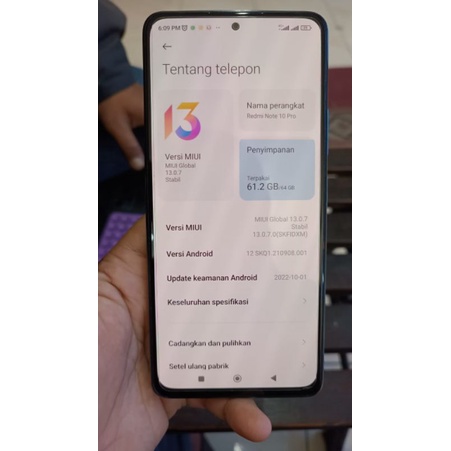Redmi note 10 pro 6/64 second