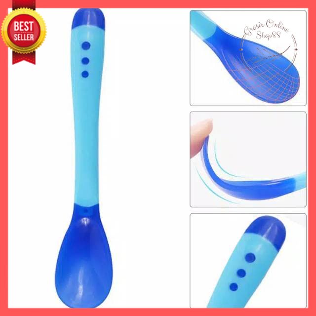 GOS -I204- Sendok Makan Bayi - Sendok Makan Silikon - Baby Spoon Silicone BPA Free - Sendok Sensor Suhu