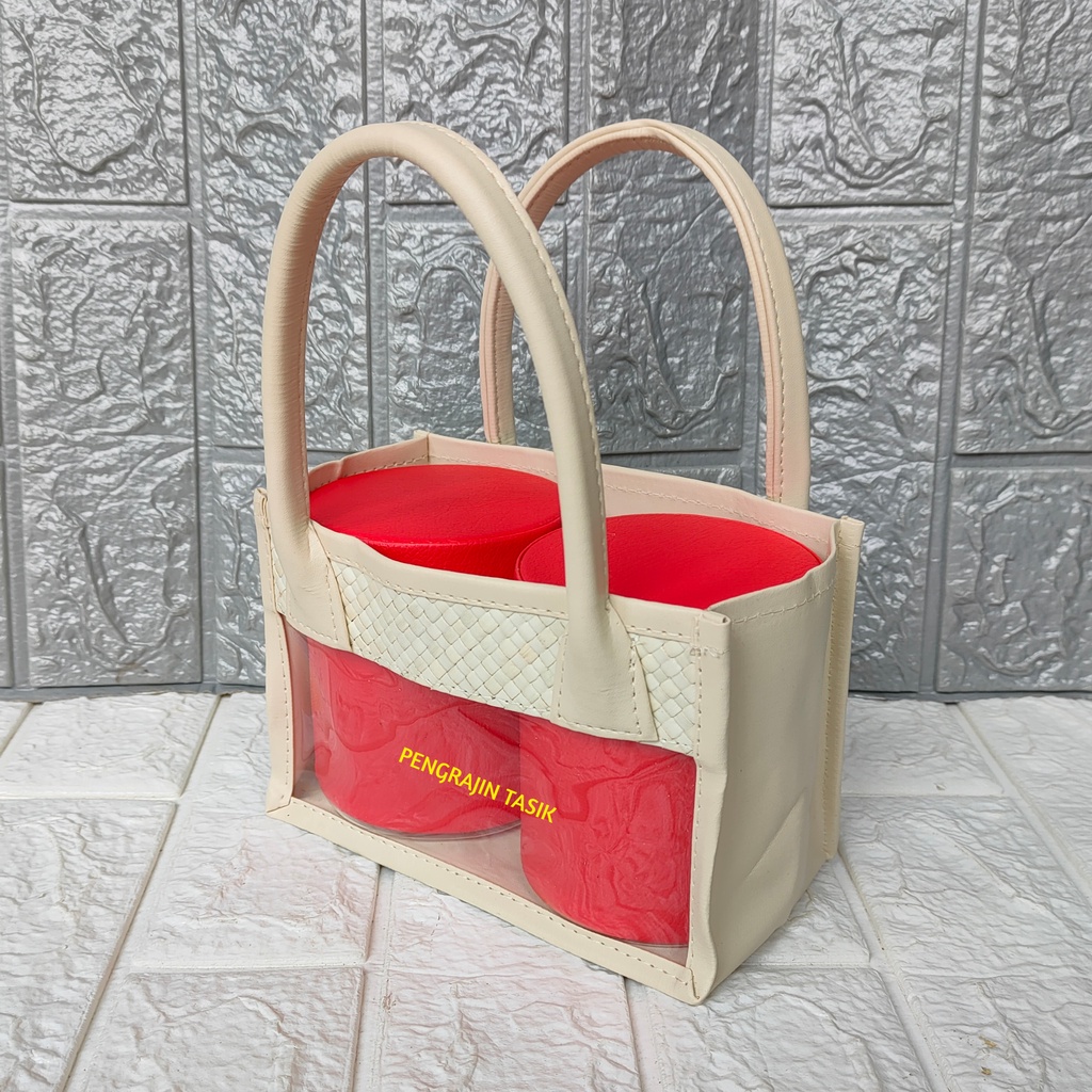 Tas Hampers Mika Untuk 2 Toples Model Panjang Tas Anyaman Pandan