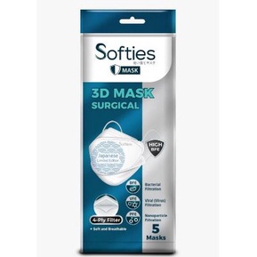 Masker Softies - 4Ply- 3D motif sachet isi 5pcs - Type KF94 _ Warna Putih