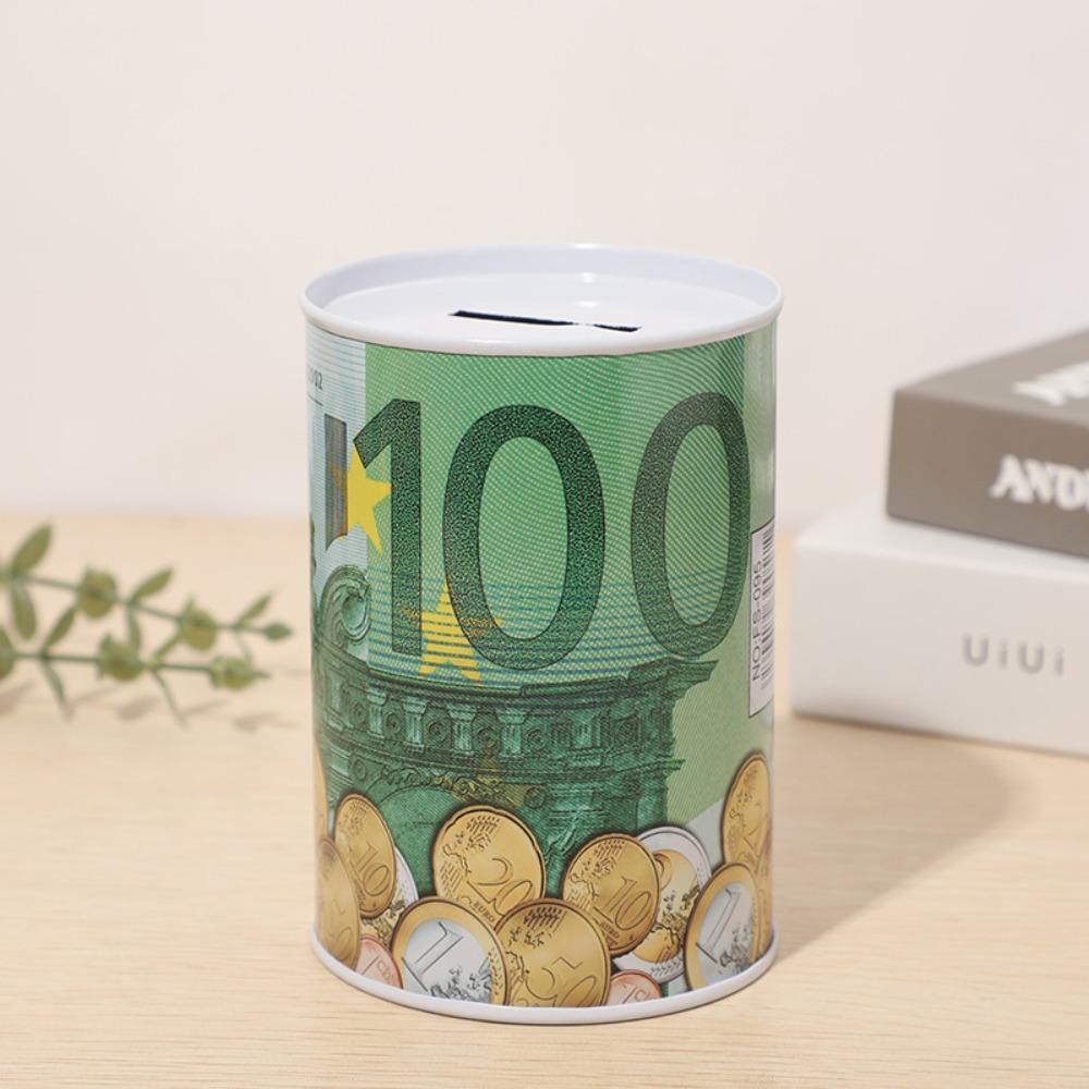 Agustina Money Box Cylinder 1Pcs Dekorasi Rumah Tahan Lama Koin Euro Deposit Box