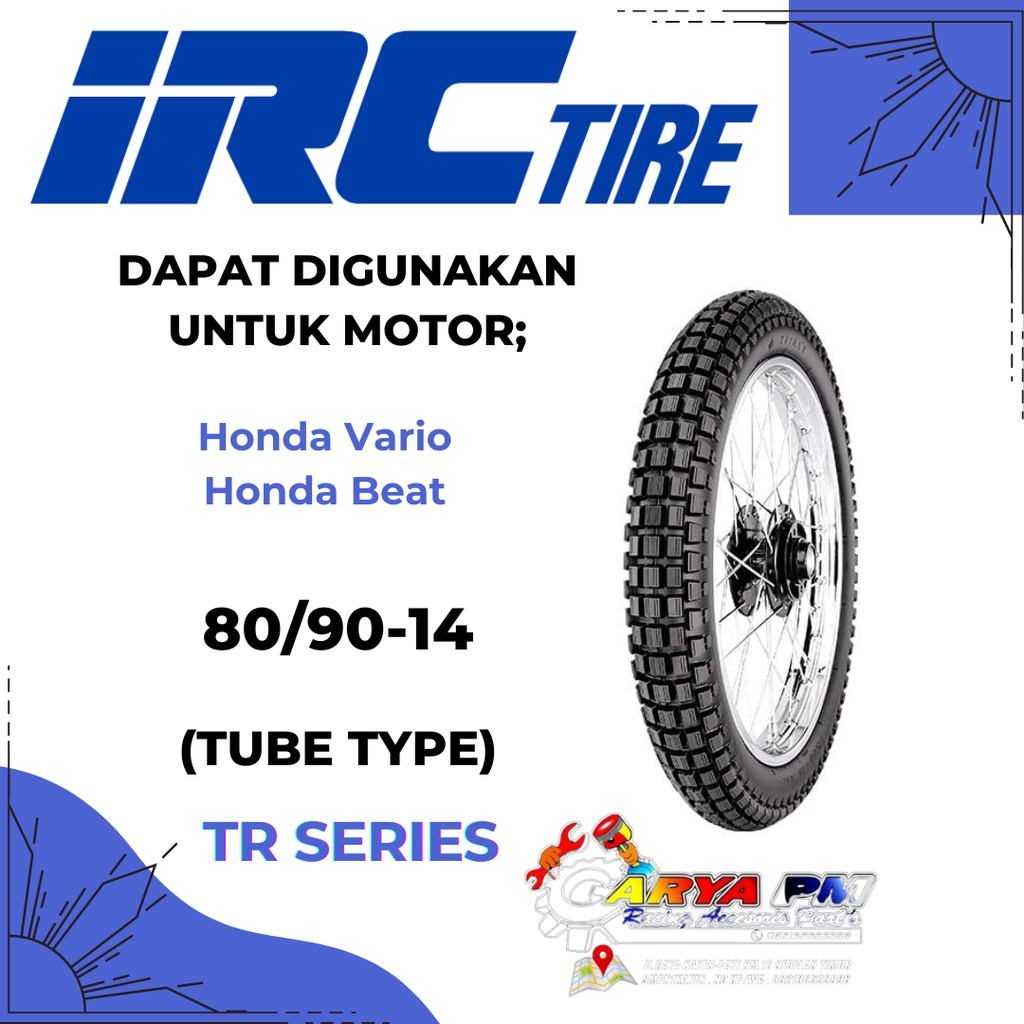 BAN LUAR MOTOR IRC TR SERIES 80/90-14 TUBE TYPE MATIC TRAIL VARIO BEAT
