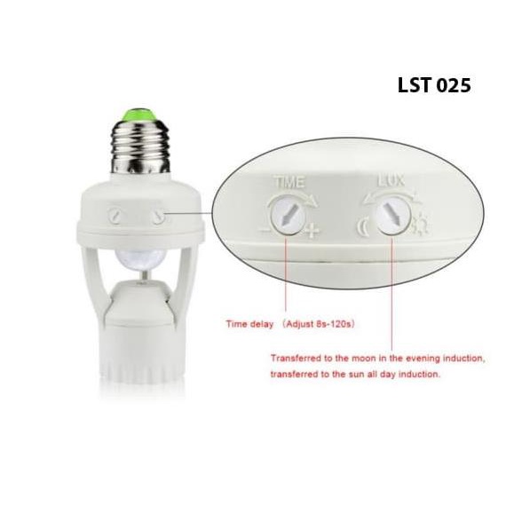 Motion Sensor Plug Socket E27 Fitting Lampu Gerak Ir Infrared Otomatis