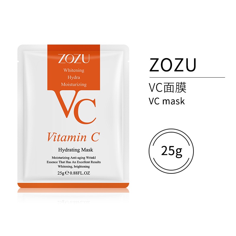 ZOZU Vit C Whitening Hydrating Moisturizing Mask | Sheet Mask  | Moisturizing Mask | Masker Wajah | Face Mask - Bisa COD -MURAH