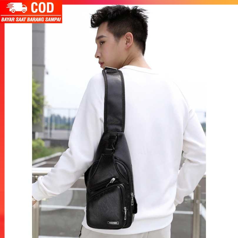 ( 100% BARANG ORI ) THOMBNAIL Tas Selempang Crossbody Sling Bag dengan Slot USB - T002