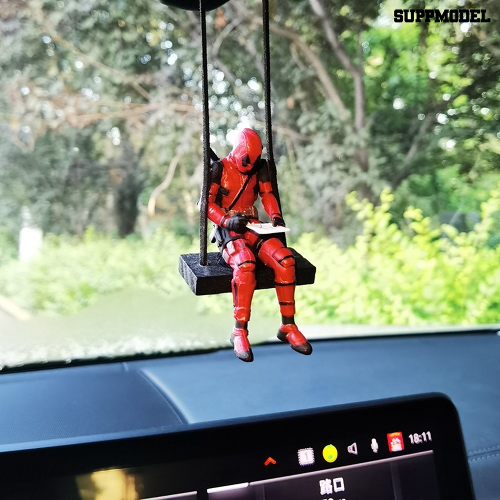 [Auto] Ornamen Boneka Deadpool Desain Ayunan Indah Chic Kartun Hias PVC Deadpool Hiasan Gantung Mobil Untuk Mobil