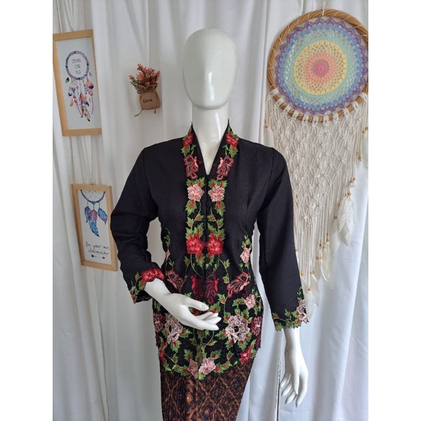 kebaya katun modern bordir kartini hitam
