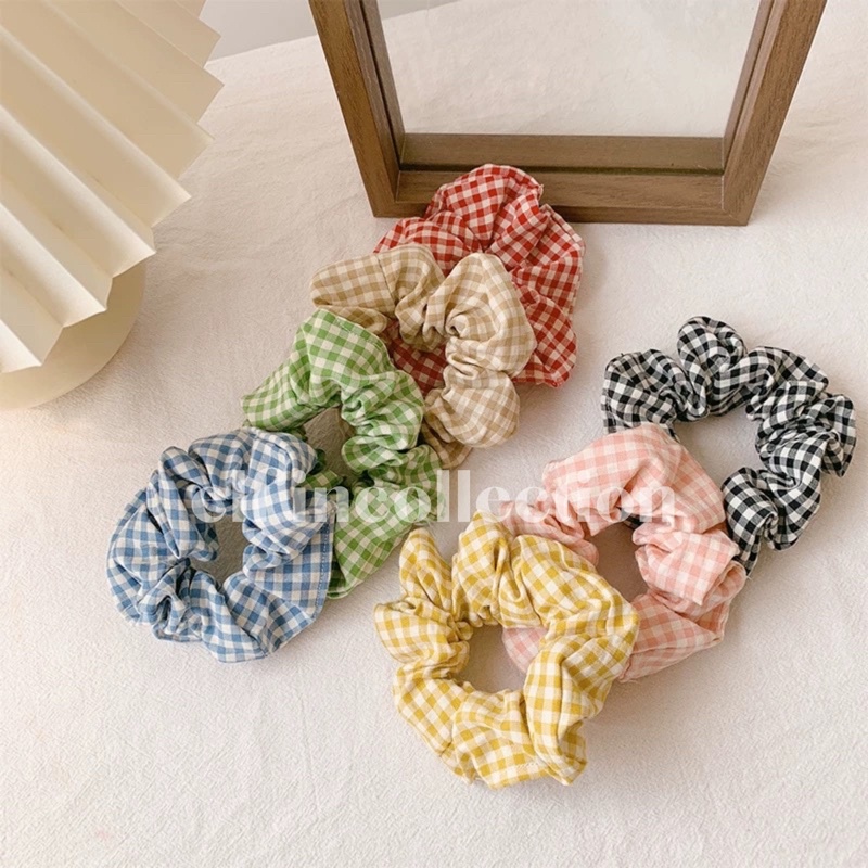 SCRUNCHIE TARTAN MINI | IKAT RAMBUT KOREAN STYLE | CEPOL RAMBUT | KUNCIRAN IMPORT