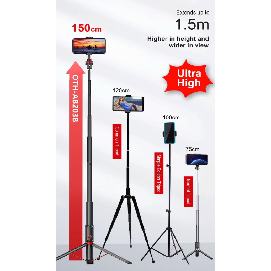 AKN88 - SEAJIC OTH-AB203B - Tripod Tongsis Selfie Stick Hand-held Stabilizer