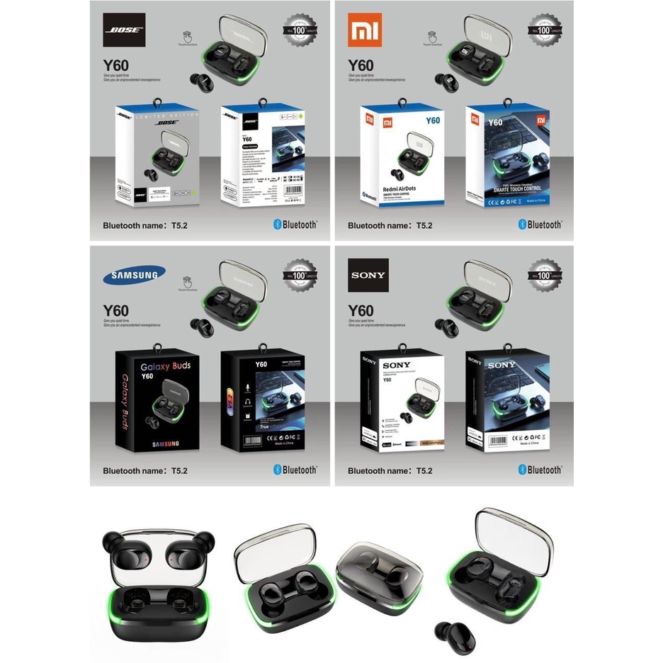 Earphone bluetooth tws Y60 handsfree wireless
