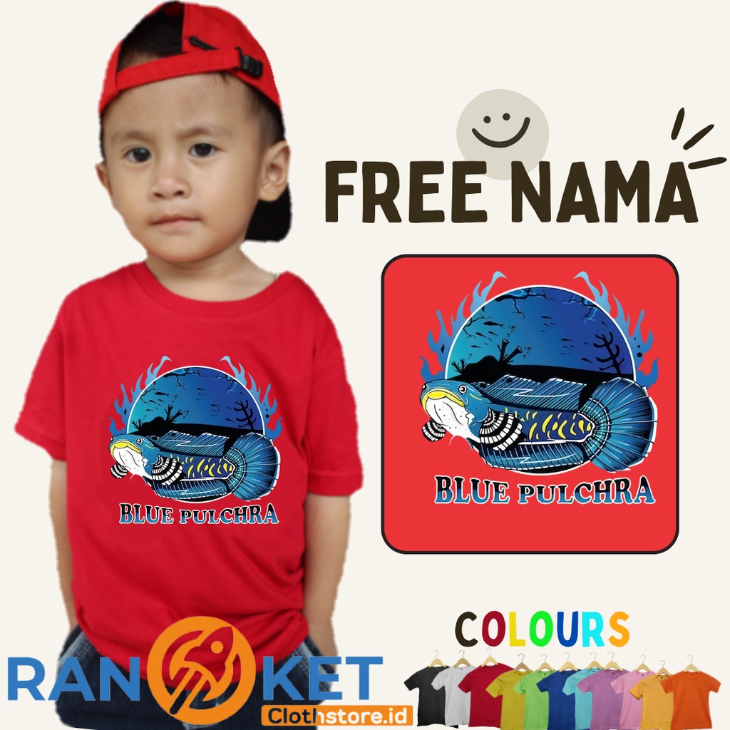 Chana | Kaos anak Ikan Chana Blue Pulchra | Kaos Anak Custom | Kaos Anak Sablon DTF Laki laki dan Pe
