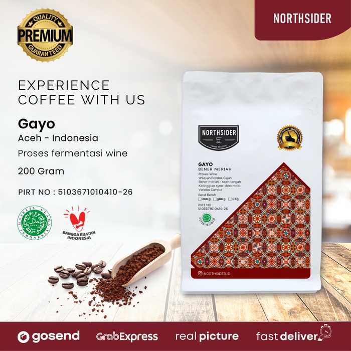 

BIJI KOPI ARABIKA GAYO WINE NATURAL - 200GR NORTHSIDER COFFEE - BIJI KOPI