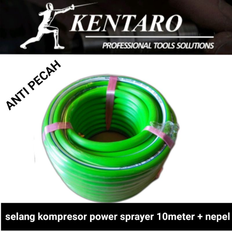 selang kompresor / power sprayer 5/16 (10 meter) + nepel  anti pecah kentaro Japan quality