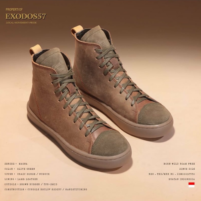 Sepatu Sneaker Kulit Pria Exodos57 - Magna - Olive Green