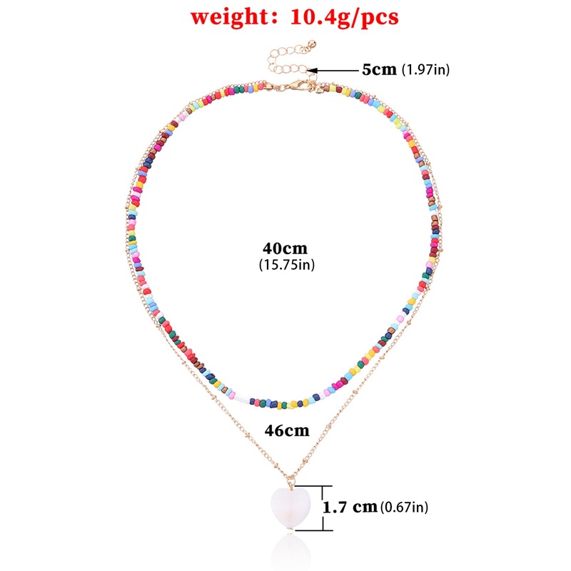 Manik-manik Padi Warna Fashion Baru Cinta Shell Kalung Perempuan Double Layer Kepribadian Liar Buatan Tangan Kalung
