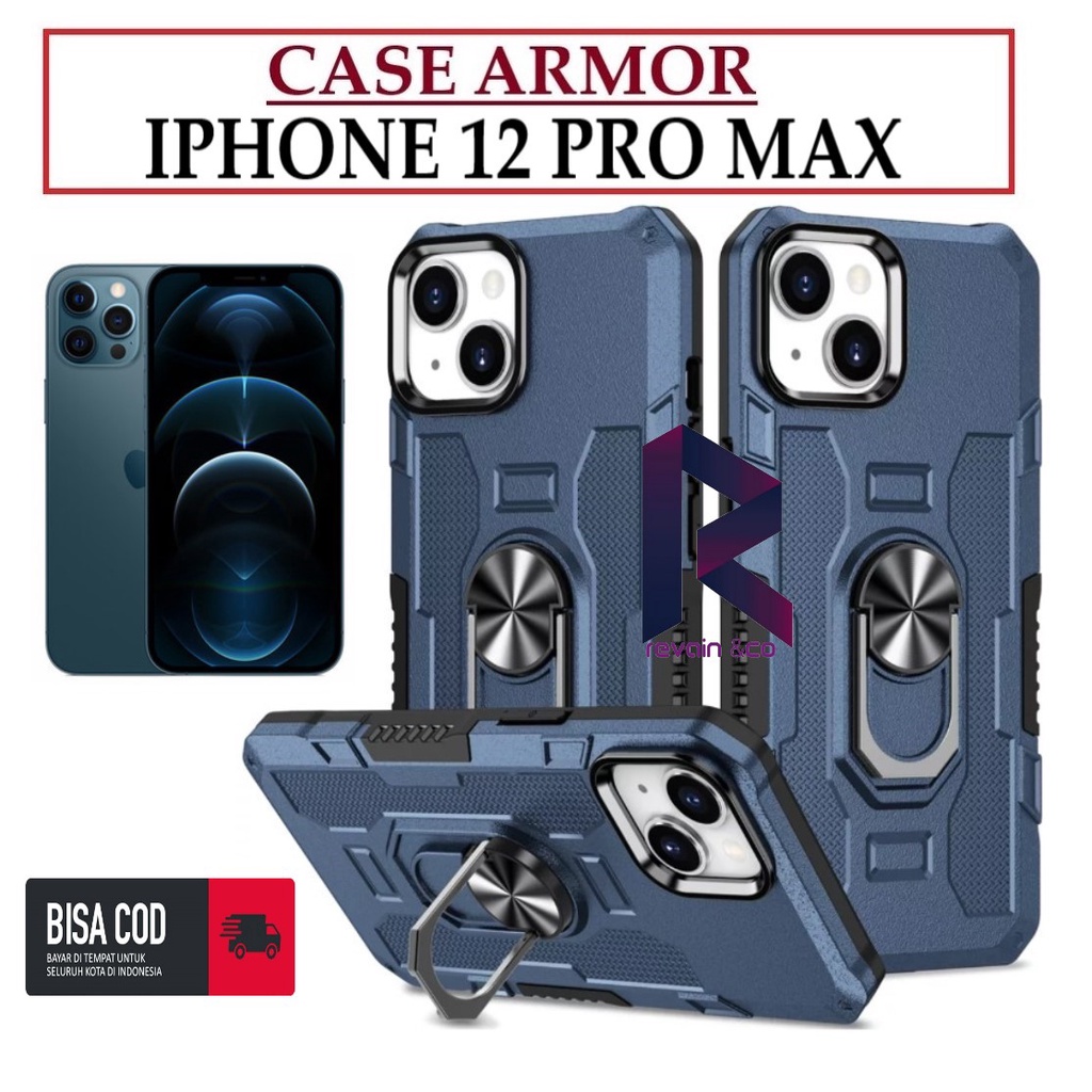 Case Armor IPHONE 12 PRO MAX Iring Cincin Magnetic Kesing Hp Protect kamera Premium Hard Case Standing Robot Pelindung Kamera