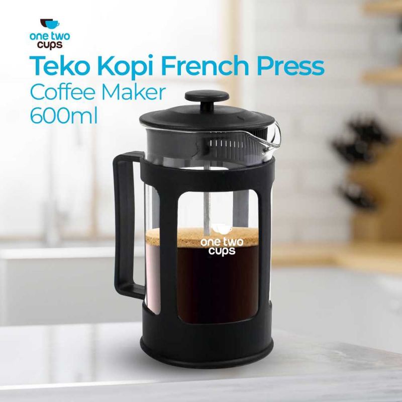 One Two Cups Teko Kopi French Press Coffee Maker Pot - KG73I 600ml