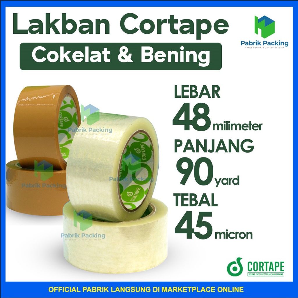 

Lakban / Isolasi Cortape Ukuran 48mm x 90yard Termurah Satuan
