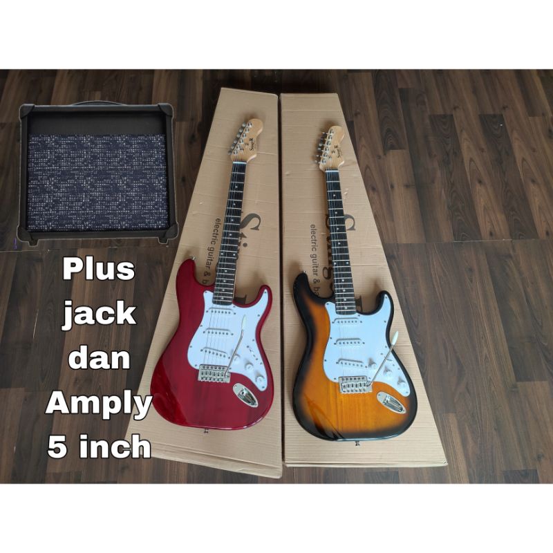 Paket Gitar Listrik Stinger SST (Model Stratocaster) Original