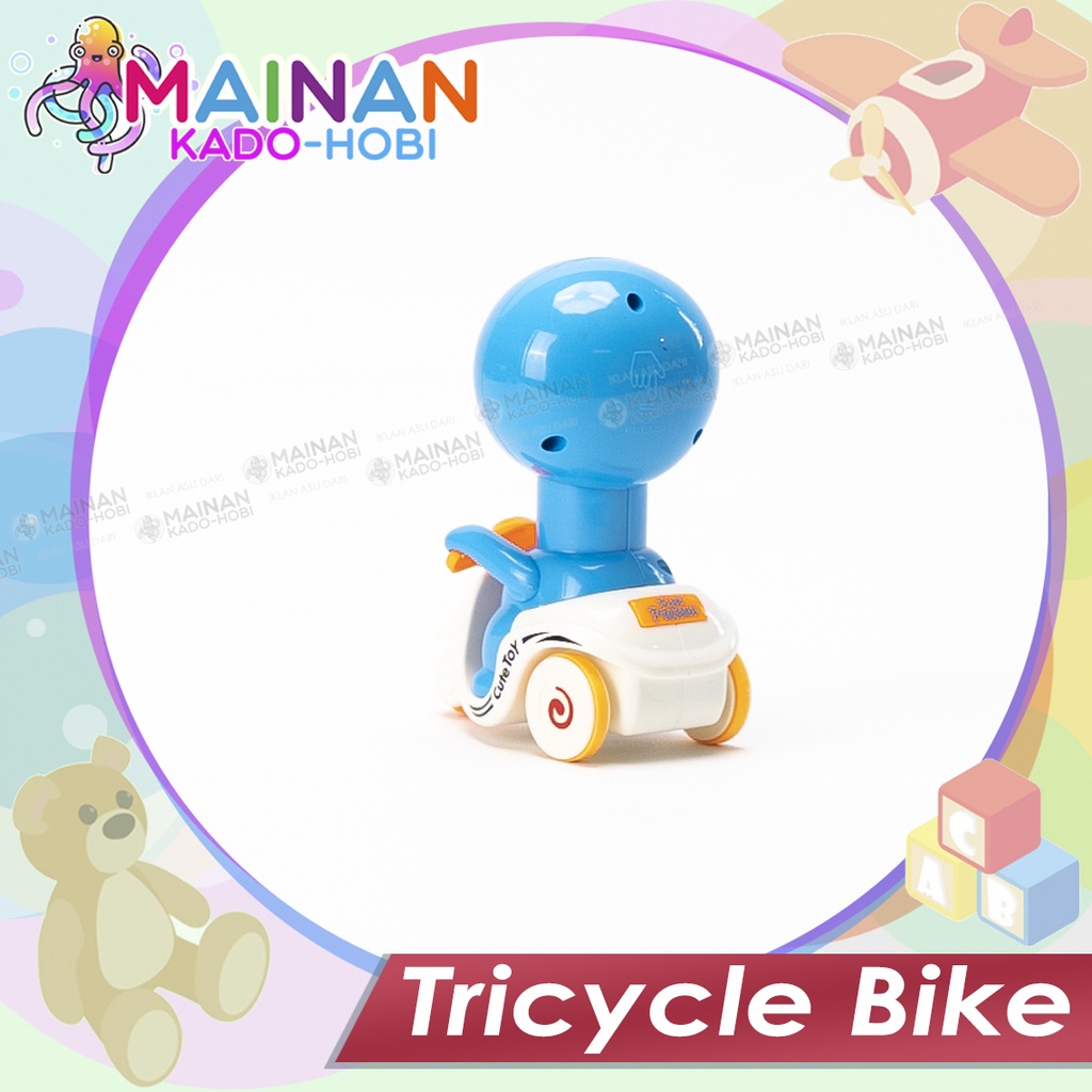 HADIAH KADO MAINAN ANAK EDUKASI PRESS CAR TRYCYCLE BIKE MOTORCYCLE VESPA 3 RODA DORAEMON