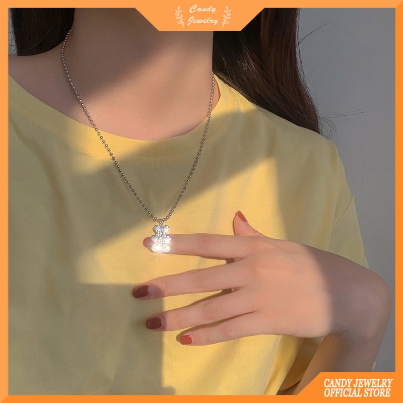Retro Kartun Hewan Kalung Untuk Wanita Korea Ins Bunga Beruang Liontin Rantai Klavikula Aksesori Perhiasan Permen Perhiasan