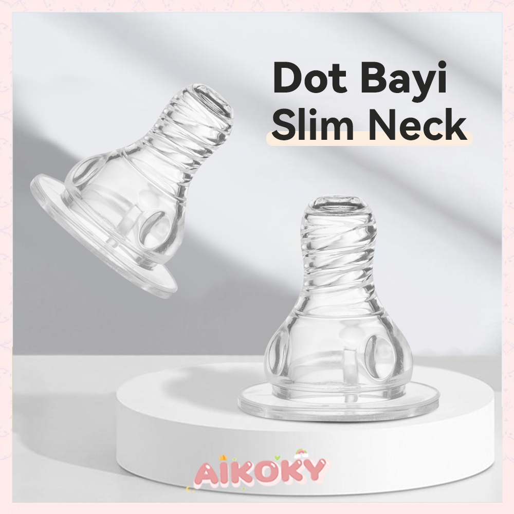 AIKOKY Dot Silikon Bayi Slim Neck Peristaltic Nipple BPA Free