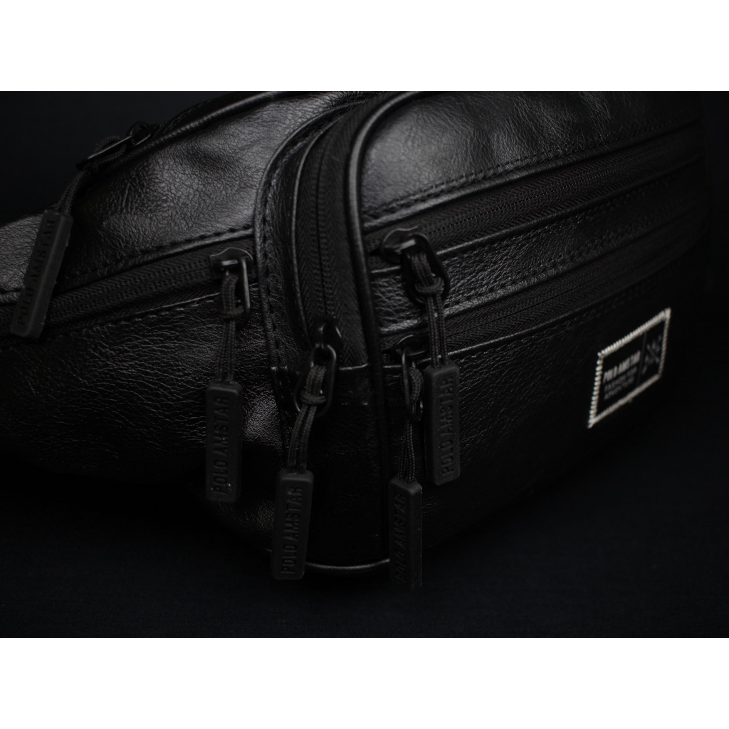 Waistbag Waterproof Polo Amstar 7 Resleting Kulit PU Leather Anti Air Tas Pinggang Tas Selempang