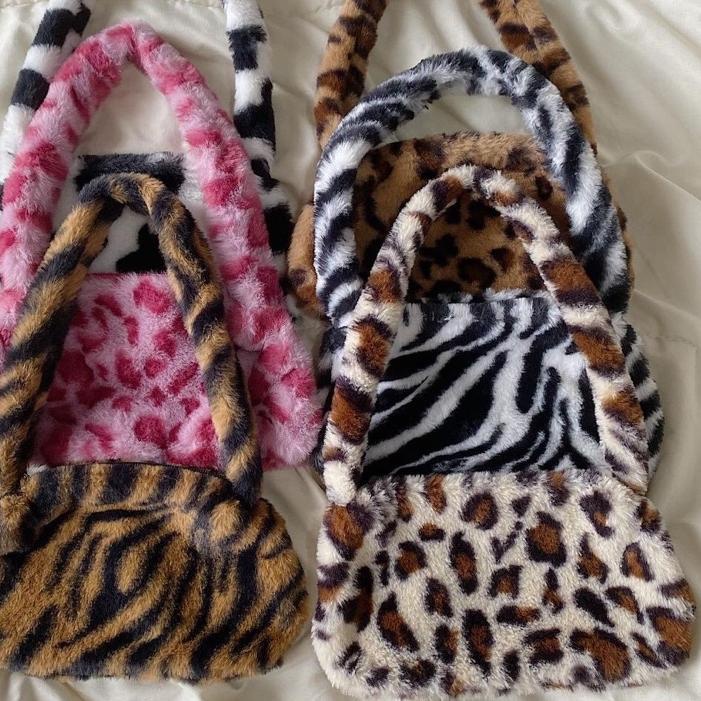 Best Seller READY Mini Fluffy Shoulder Bag Y2K Aesthetic Animal Pattern Bag