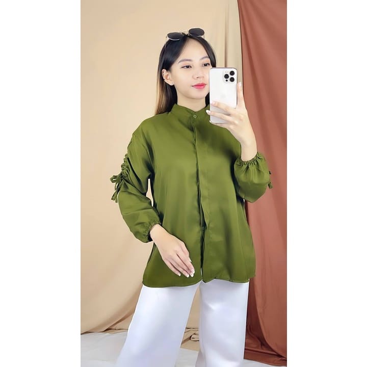 DEVI BLOUSE WANITA / BLOUSE KEMEJA TALI SERUT WANITA