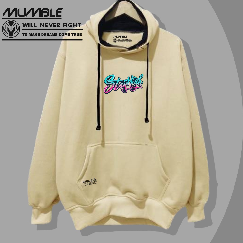 Hoodie Cowok Warna Cream Aesthetic Local Brand Sweater Hoddie Premium Distro Terlaris Terbaru List Sablon Grafity Stay High Suiter