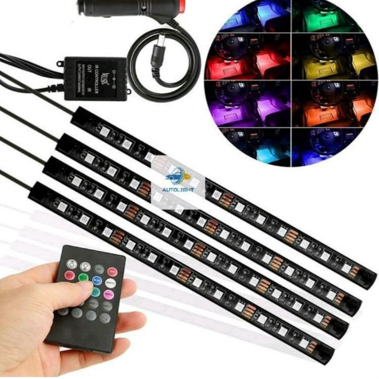 LAMPU LED KOLONG MOBIL LAMPU DASHBOARD 16 WARNA+REMOT ADA SENSOR MUSIC  vU Grosir