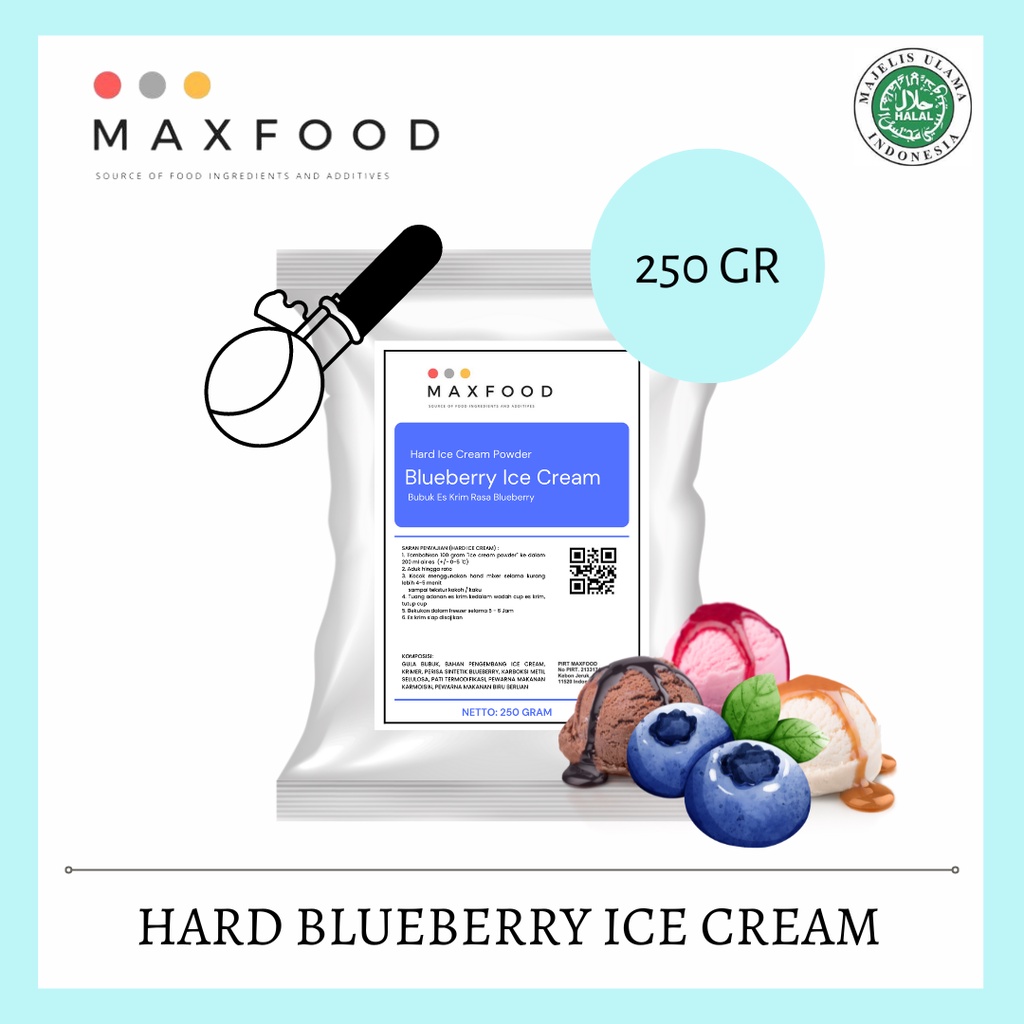 

MAXFOOD - Hard Blueberry Ice Cream / Bubuk Es Krim Rasa Blueberry 250 Gr