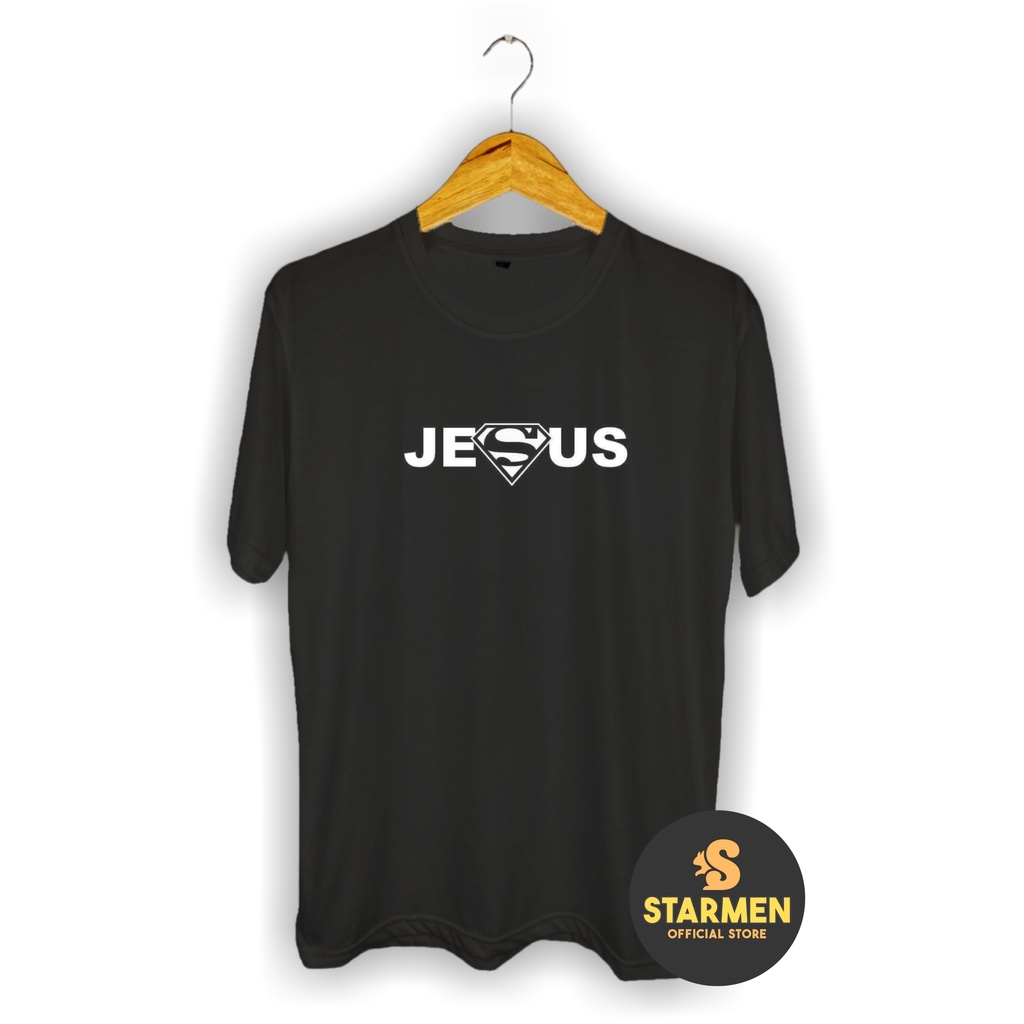 Kaos Distro Pria T-Shirt Motif Logo SUPERMEN JESUS