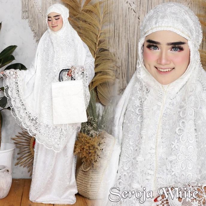 Mukena Dewasa Putih Murah Sutra Paris Renda Bordir Mewah Mutiara