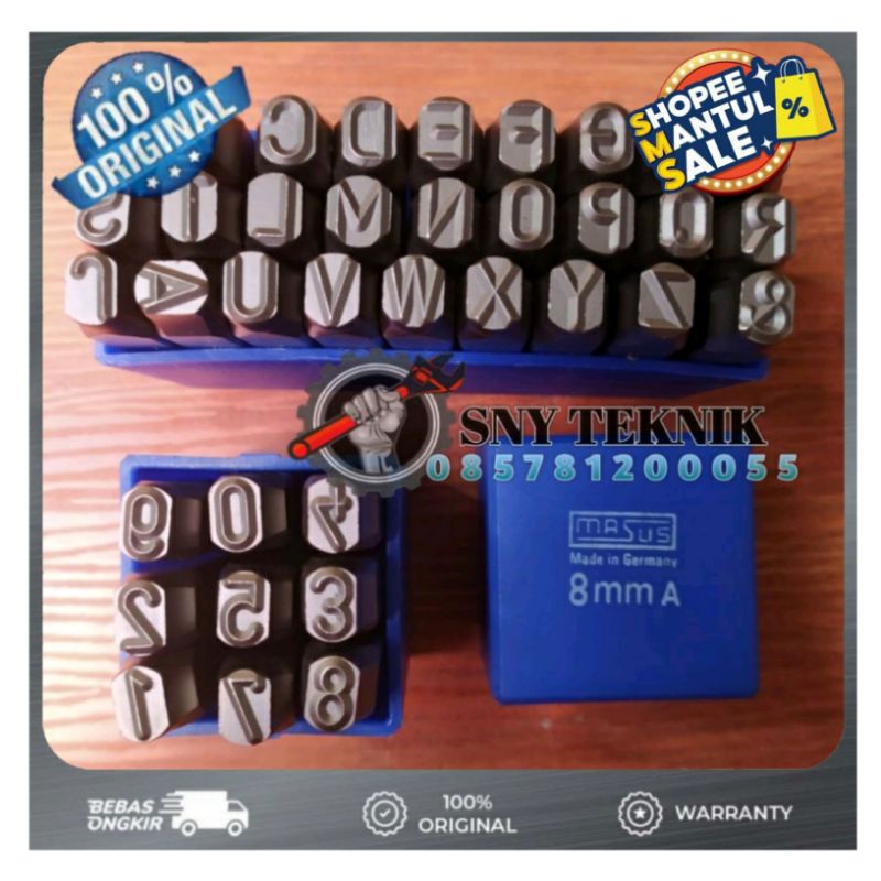 Huruf Ketok dan Angka Set 8 mm MASUS GERMANY