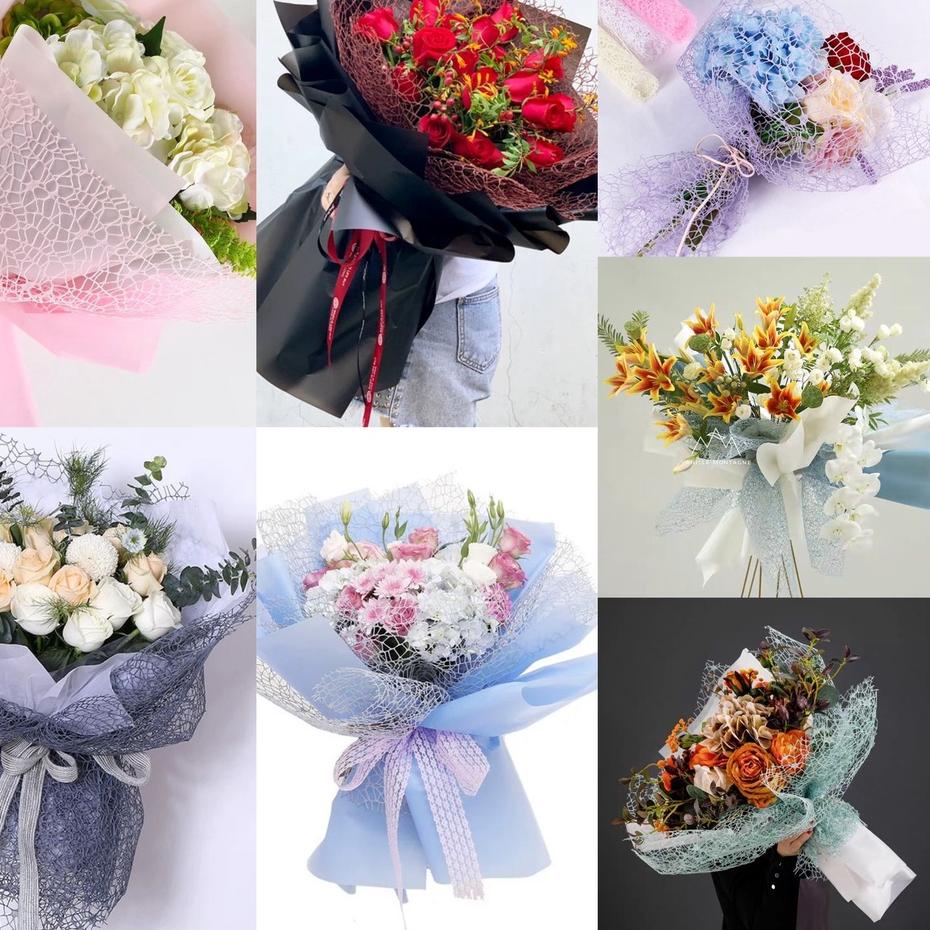 

BEST SELLER UD139 - Flower Wrapping Paper Jaring Spider Korea/Polynet Spider Mesh Roll/Kertas Buket Bunga Florist+