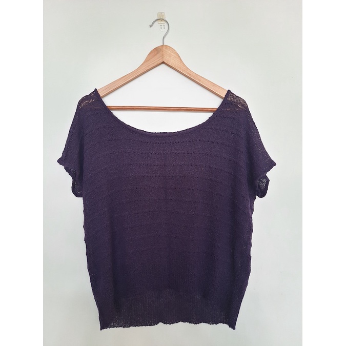 Top Outer Rajut Ungu Wanita