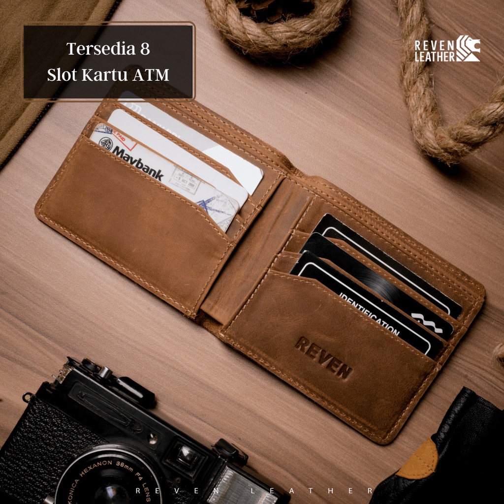 Dompet Pria Cowok Bahan Kulit Sapi Asli 100% Original Crazy Horse ARJUNA WALLET Fashion Kekinian Trendy by Crown Leather CrownLeather Store