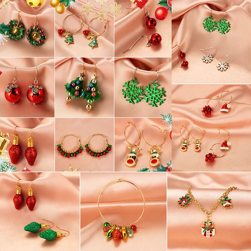 Ornamen Natal Kreatif Anting Pohon Natal Kreatif Anting Lonceng Manusia Salju Sederhana Perempuan Meriah Aksesoris