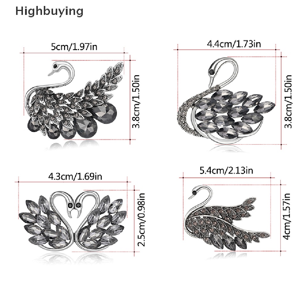 Hbid 1 Pcs Kualitas Tinggi Bros Swan Hitam Hewan Berlian Imitasi Lapel Pin Swan Bros Untuk Wanita Gaun Aksesoris Pernikahan Glory