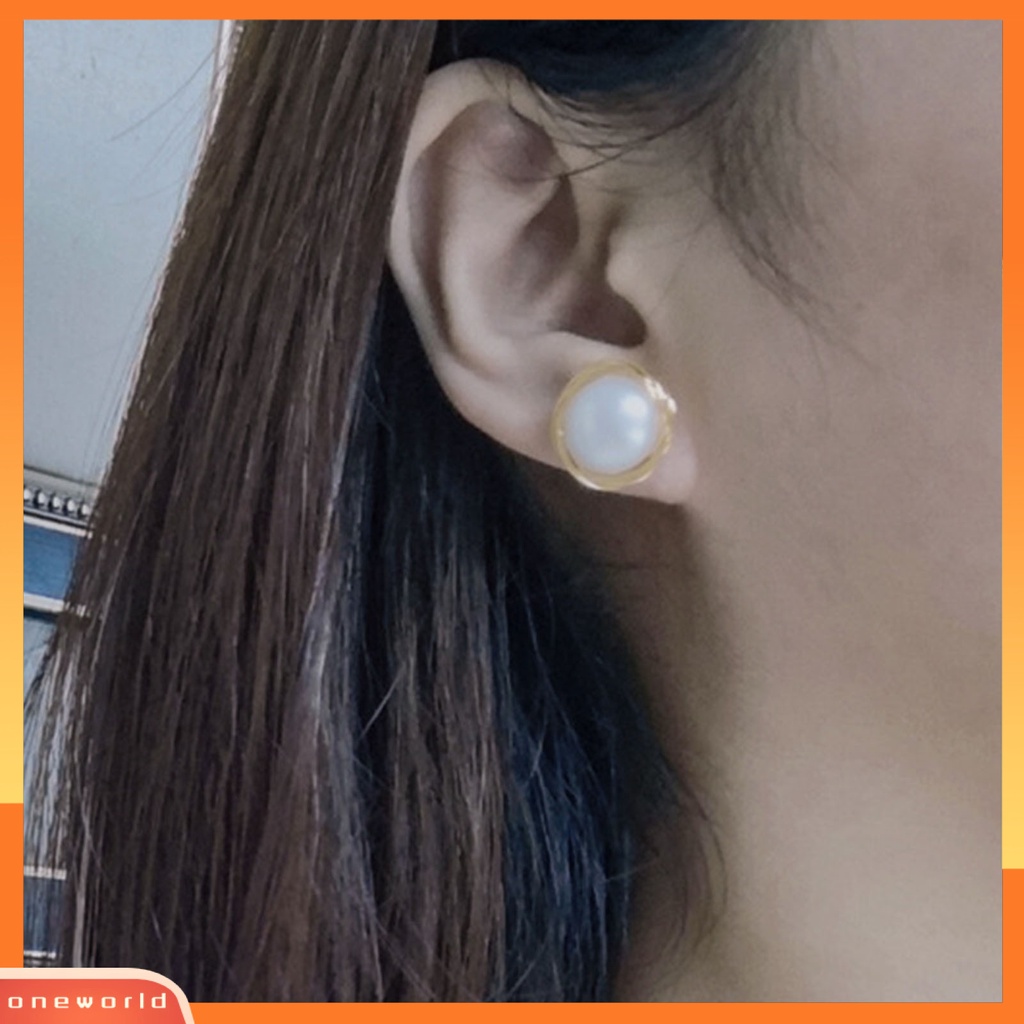 [WONE] 1pasang Anting Tusuk Lilitan Wanita Manis Mutiara Imitasi925Silver DIY Untuk Outdoor