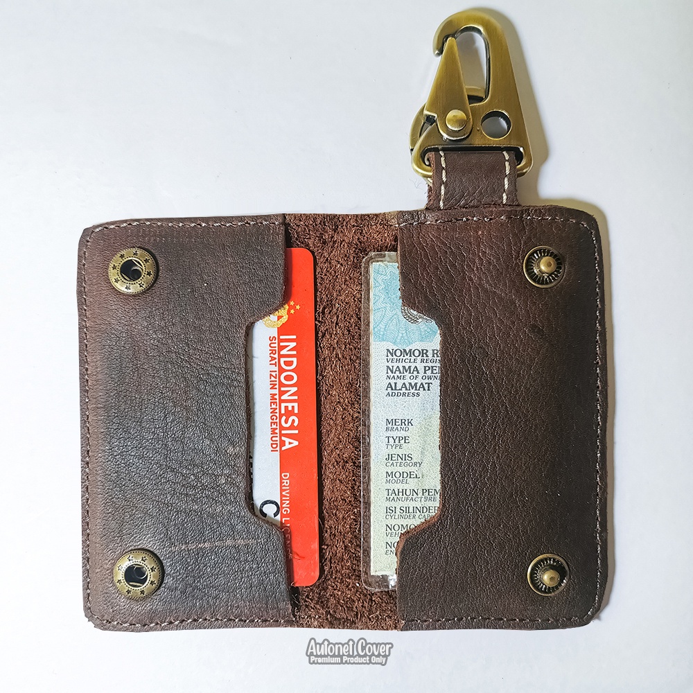 Dompet Kulit STNK Gantungan Kunci Mobil Motor 100% Kulit Asli Genuine Leather