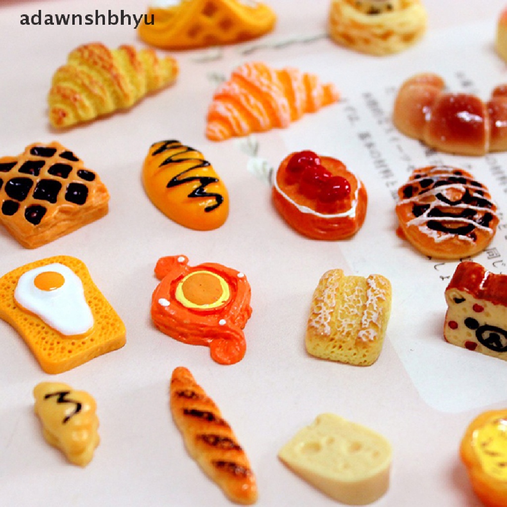 Adawnshbhyu 3 Pcs Rumah Boneka Miniatur Artificial Palsu Makanan Kue Roti Biskuit Dekorasi Dapur ID