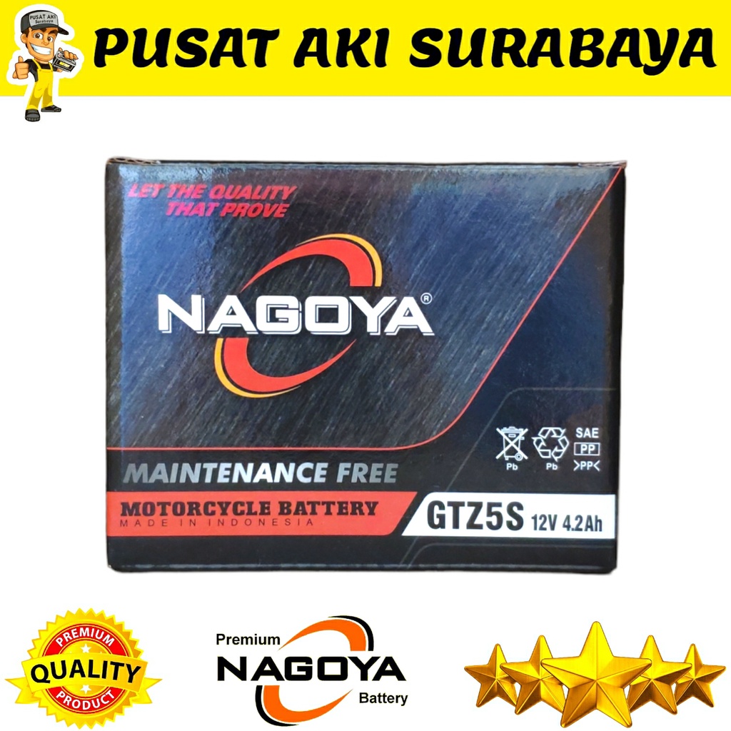 BERGARANSI NAGOYA GTZ5S AKI KERING JAMINAN KUALITAS MOTOR BEBEK MATIC INJEKS YTZ5S YTZ4V DTZ5S